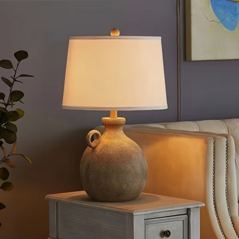 Rounded Table Lamp with Drum Shade
