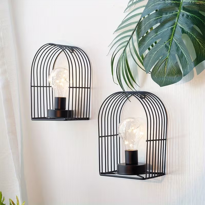Arched Metal Frame Wall Light Set