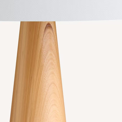 Drum Shade Table Lamp with Wood Neck