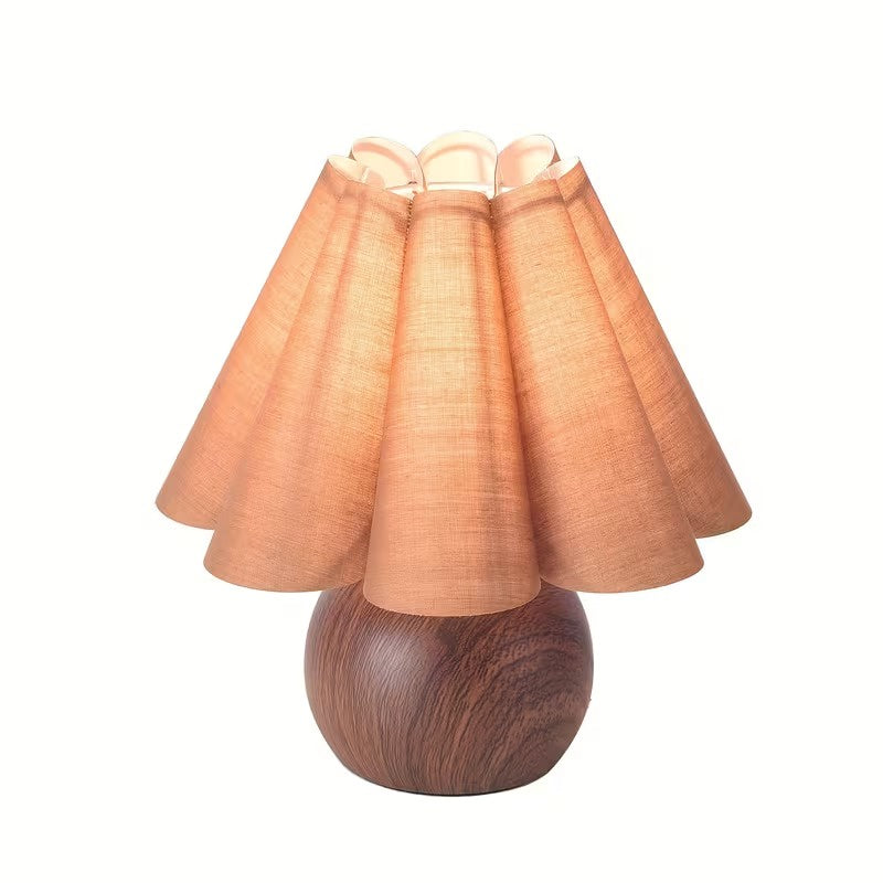 Round Table Lamp with Pleated Shade