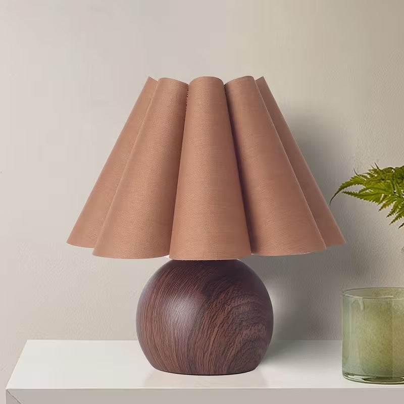 Round Table Lamp with Pleated Shade