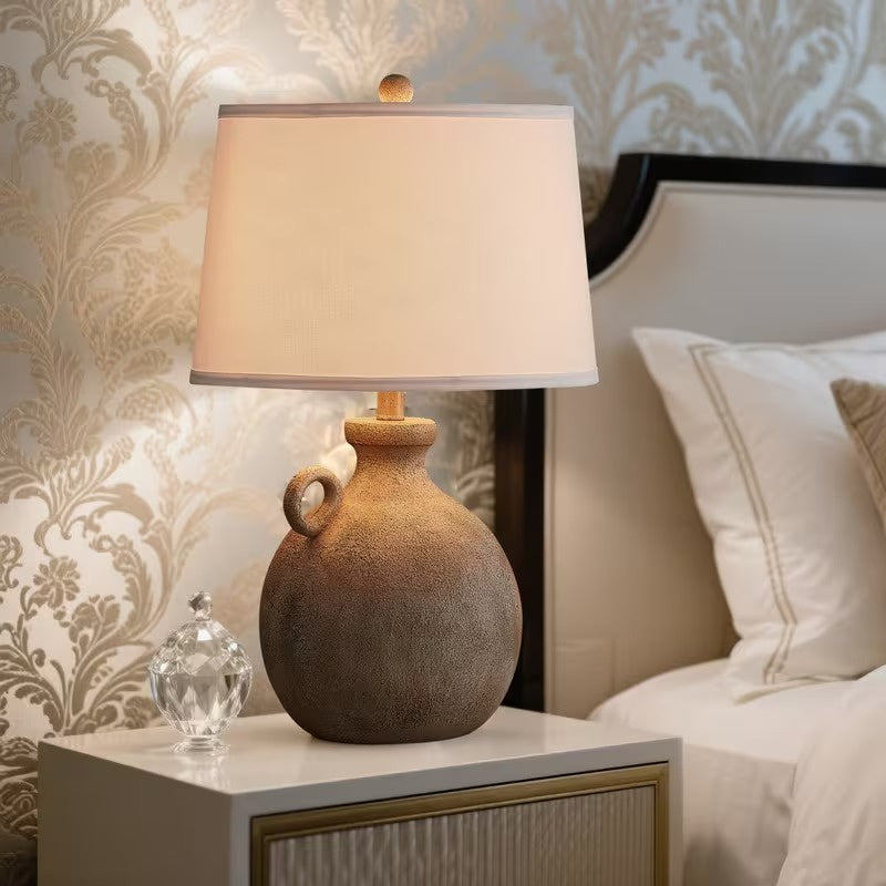 Rounded Table Lamp with Drum Shade