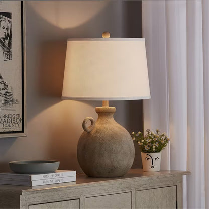 Rounded Table Lamp with Drum Shade