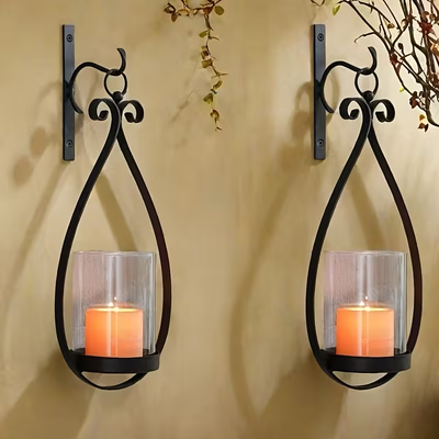 Teardrop Shaped Metal Wall Sconce Set