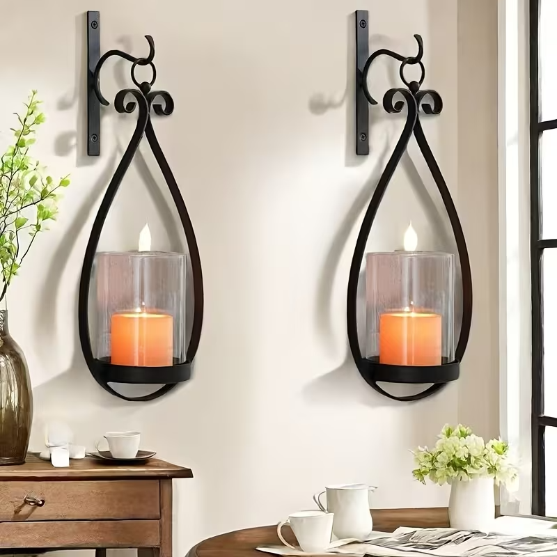Teardrop Shaped Metal Wall Sconce Set