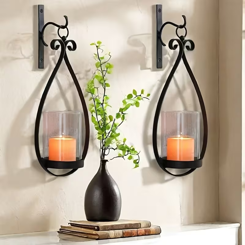 Teardrop Shaped Metal Wall Sconce Set